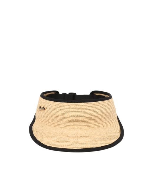 Borsalino Natural Jenny Logo-Plaque Straw Visor