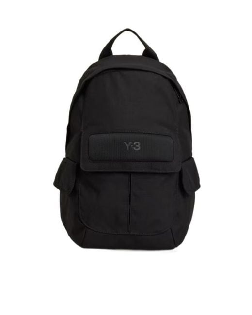 Y-3 Black Front Pocket Canvas Backpack for men
