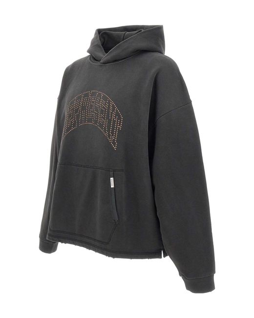 Represent Gray Studded Logo Hooded Sweater for men