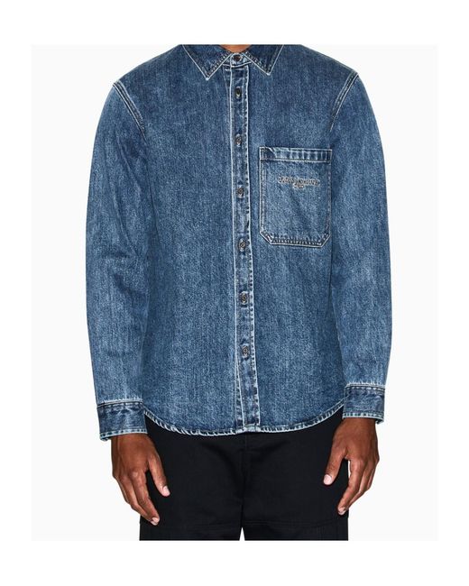 ARMANI EXCHANGE Blue Long-Sleeved Denim Shirt for men