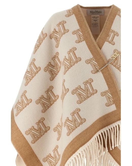 Max Mara Natural Monogram V-Neck Cape