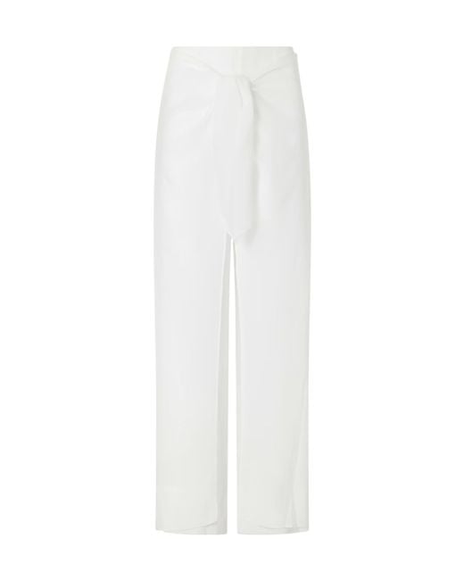 Christopher Esber White Porto Tie-Detailed Cotton-Voile Wide-Leg Pants