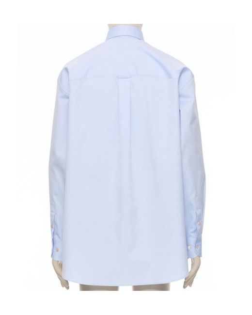 Valentino Blue Logo Plaque Button-Up Shirt for men