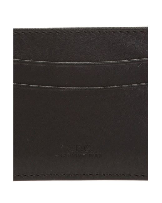 A.P.C. Black André Logo Embossed Cardholder for men