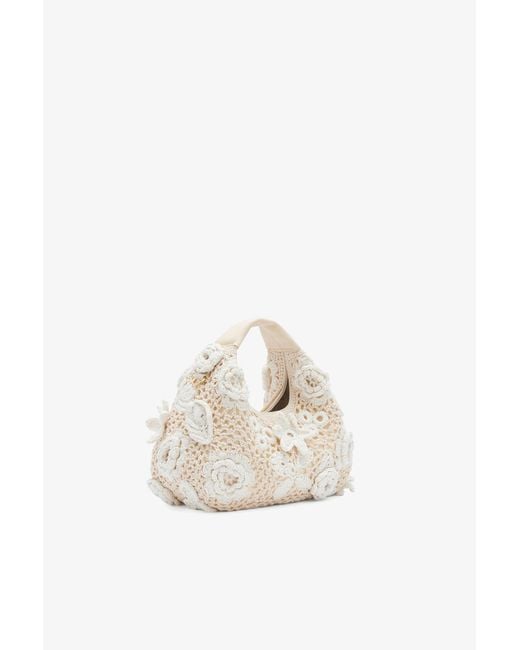 Ganni Natural Mini Hobo Crochet Handbag