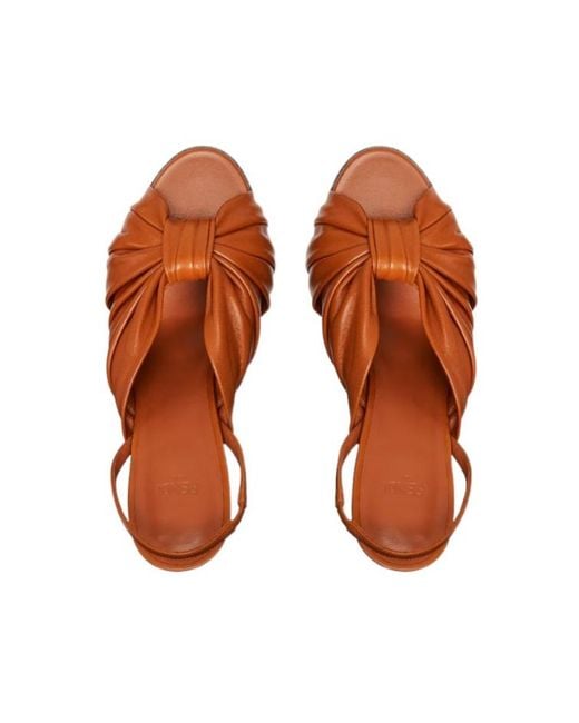 Fendi Brown Arco Gathered Slingback Sandals