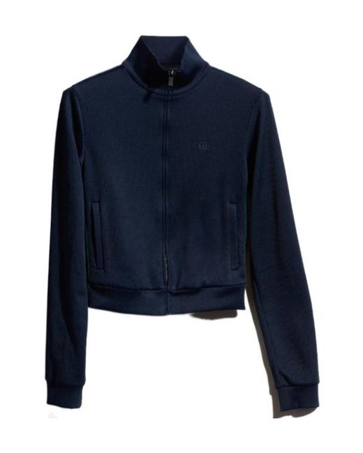 Gucci Blue Zip-Up Ribbed Sweatshirt