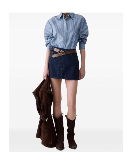 Liu Jo Blue Asymmetric Denim Mini Skirt