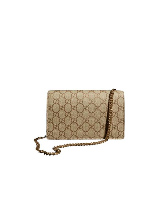 Gucci White Bi-Color Gg Marmont Wallet On Chain