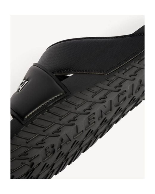 Balenciaga Black Crisscross Logo Slides for men