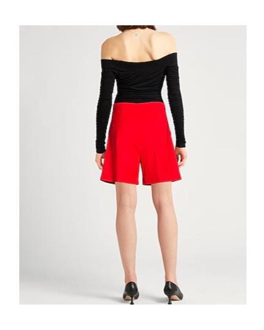 Max Mara Red Pleated Bermuda Shorts