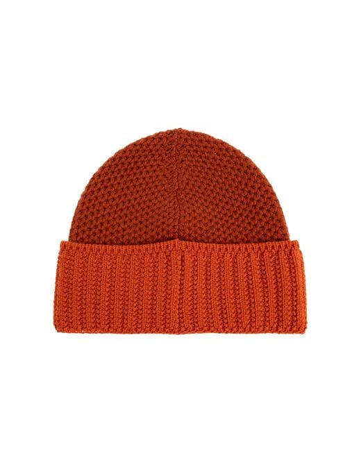 Moschino Red Logo Patch Knitted Hat for men