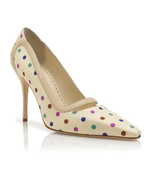 Manolo Blahnik Metallic Polka Dot Pointed Heeled Pumps