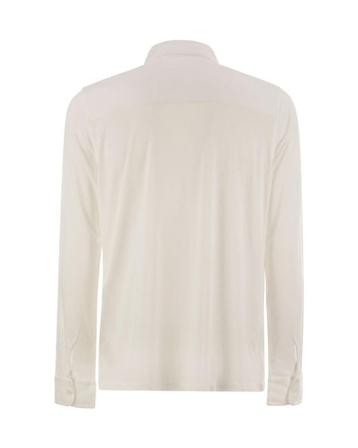 Majestic Filatures White Long-Sleeved Shirt for men