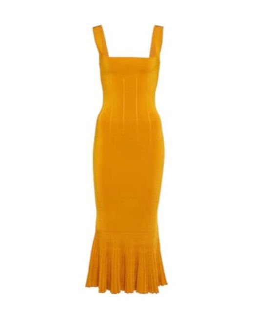 Galvan Yellow Atalanta Midi Dress