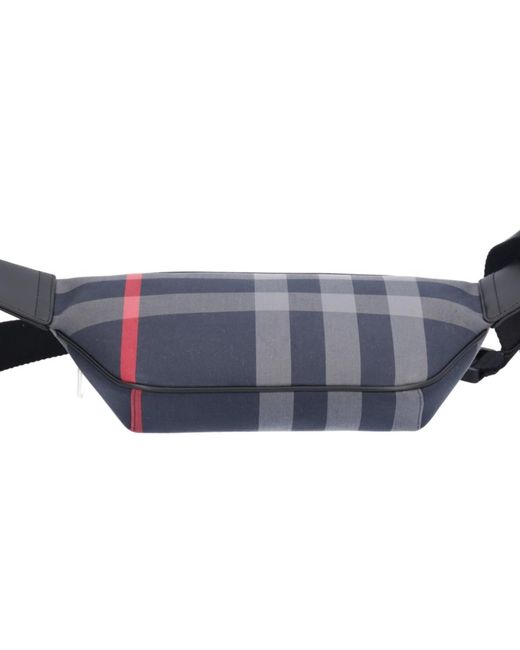 Burberry Blue Check Pattern Zipped Belt Bag for men