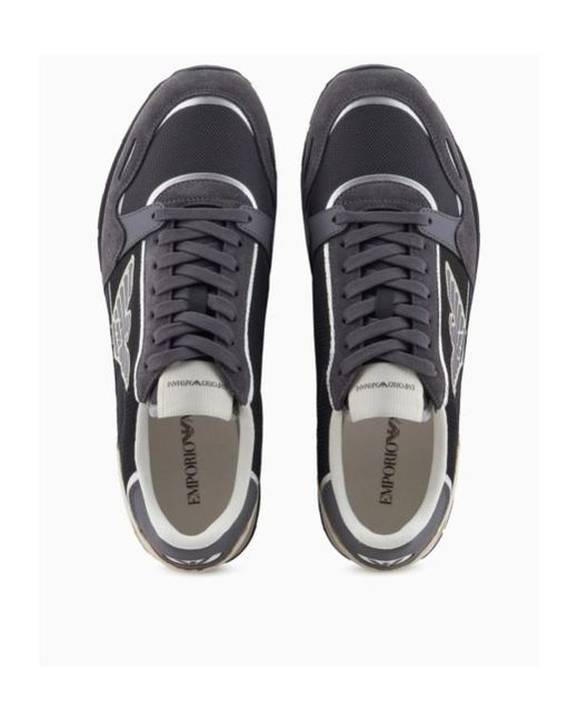 Emporio Armani Black Logo Patch Low-Top Sneakers for men