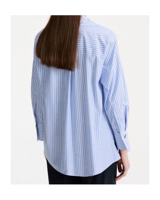 Marella Blue Neckerchief-Adorned Cotton Poplin Shirt