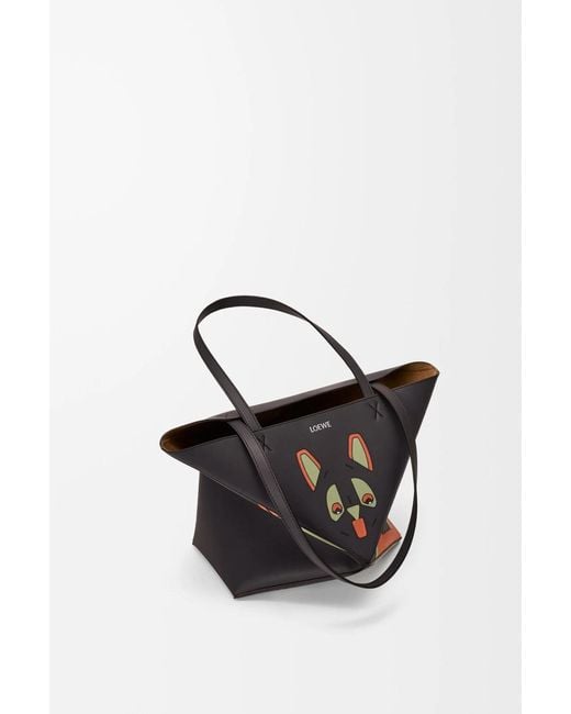 Loewe Black Futurist Cat Medium Puzzle Fold Tote Bag