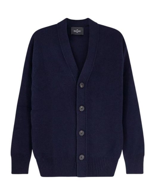 Gran Sasso Blue V-Neck Buttoned Cardigan for men
