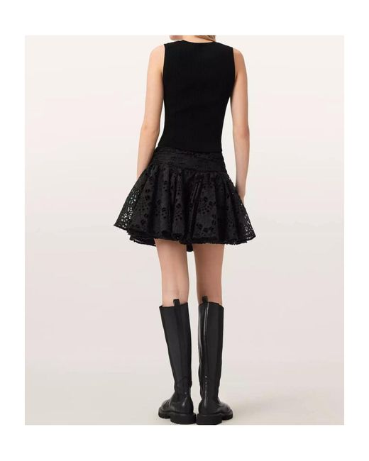 AllSaints Black Dotty Broderie Anglaise Skirt