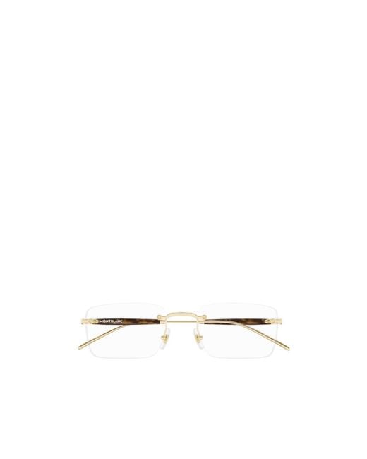 Montblanc White Eyewear Rectangular Frame Glasses for men