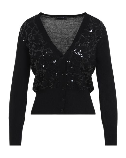 Fabiana Filippi Black Sequin Embellished Cropped Cardigan