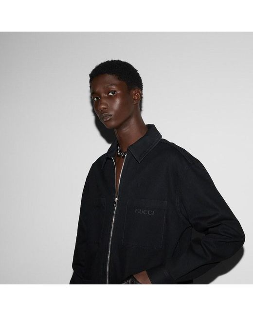 Gucci Black Denim Zip Shirt for men