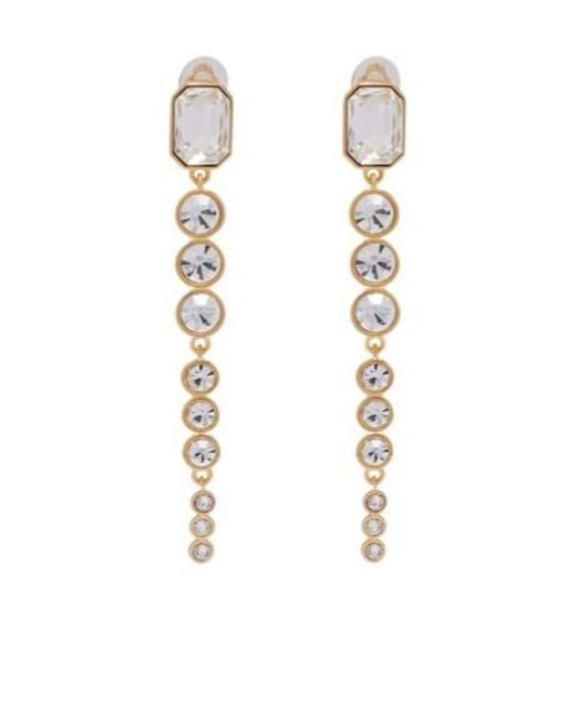 Oscar de la Renta White Crystal-Embellished Clip-On Earrings