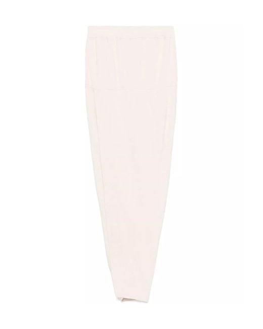Rick Owens White Drawstring Pull-On Pillar Maxi Skirt