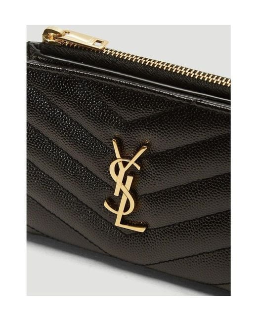 Saint Laurent Black Monogram Zipped Bi-Fold Wallet