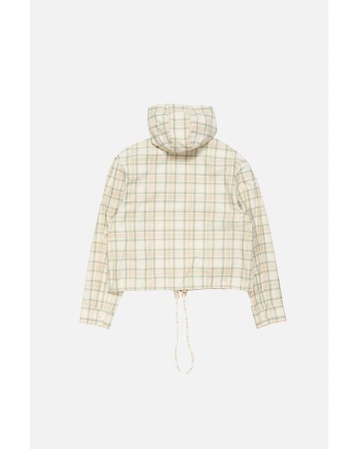 Acne White Checked Hooded Jacket