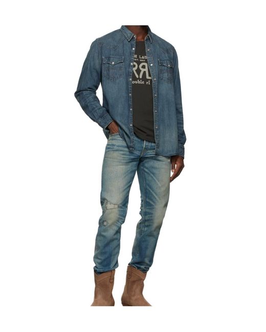 RRL Blue Ralph Lauren Western Denim Shirt for men