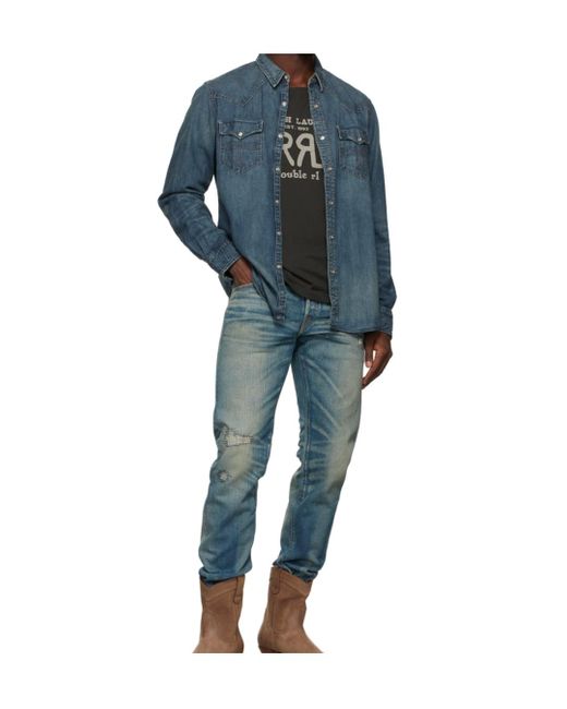 RRL Blue Ralph Lauren Western Denim Shirt for men