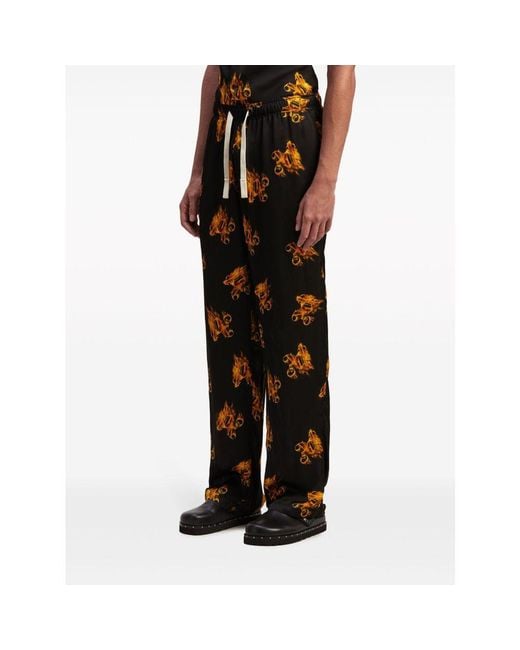Palm Angels Black Burning Logo-Printed Drawstring Trousers for men