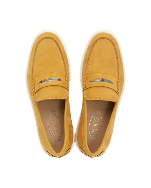 Tod's Yellow Round Toe Loafers for men