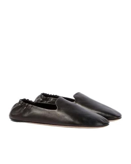 The Row Black Leather Slip-On Shoes for men