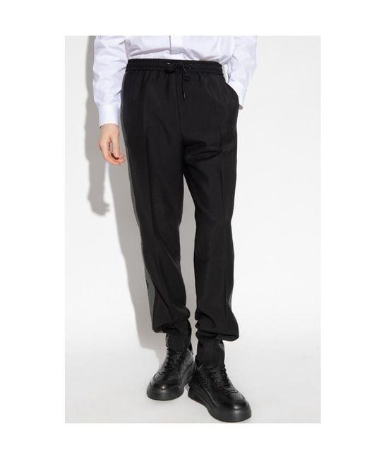 Versace Black Side Stripe Drawstring Trousers for men