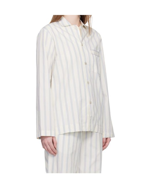 Tekla White Long-Sleeved Pajama Shirt for men