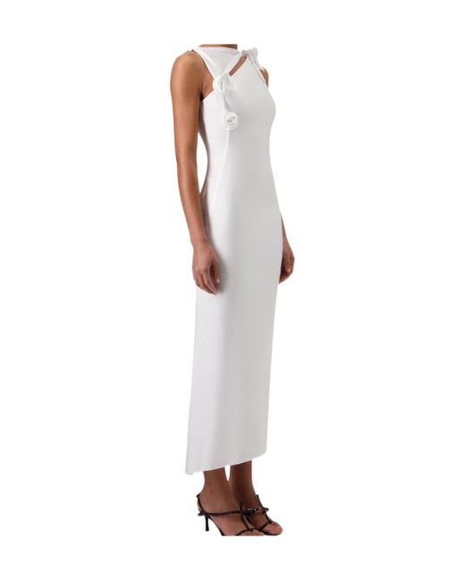 Coperni White Flower-Detailed Sleeveless Midi Dress