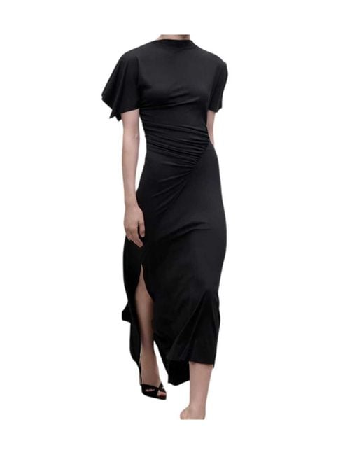 Victoria Beckham Black Blousey Midi Dress