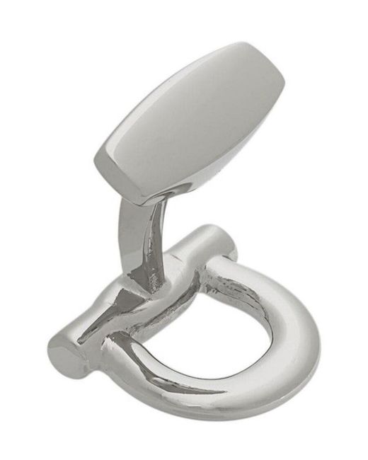 Ferragamo Metallic Ferragamo Logo Engraved Cufflinks for men