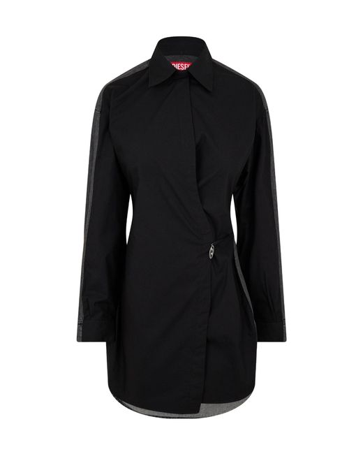 DIESEL Black Collared Shirt Dress