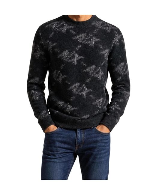 ARMANI EXCHANGE Black Crew-Neck Knit Top for men