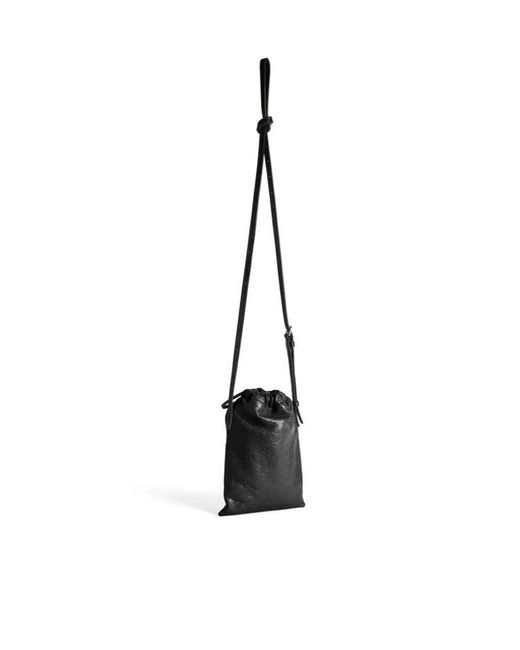 Balenciaga White Shopper Drawstring Phone Holder for men
