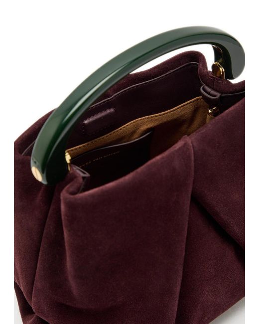 Dries Van Noten Red Crisp Suede Top Handle Bag