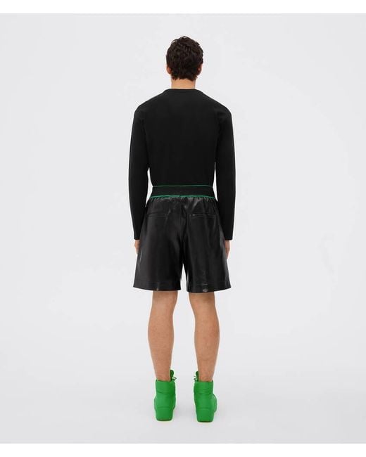 Bottega Veneta Black Logo Round Collar Long-Sleeved T-Shirt for men