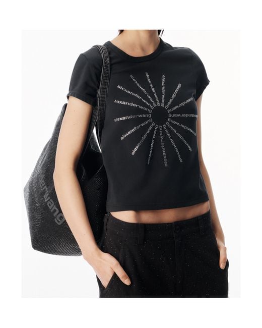 Alexander Wang Black Logo Detailed Crewneck T-Shirt