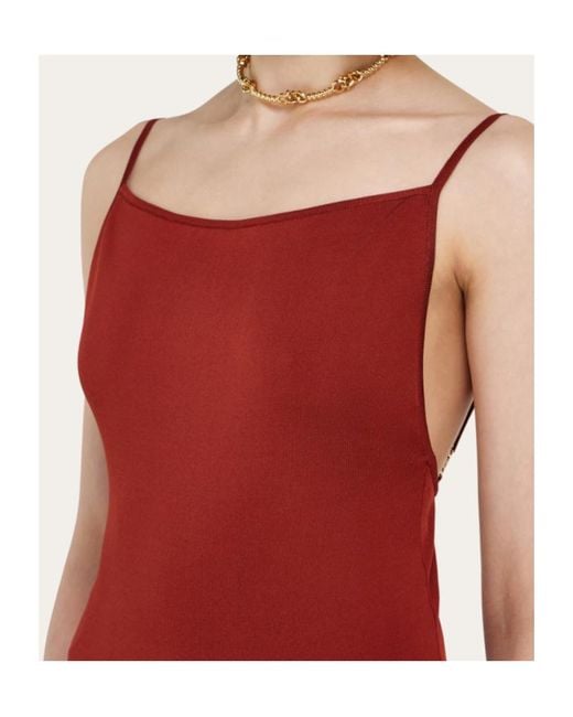 Ferragamo Red Knitted Slip Dress