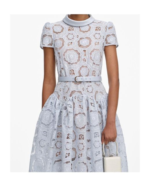 Self-Portrait White Floral Lace Midi Dress